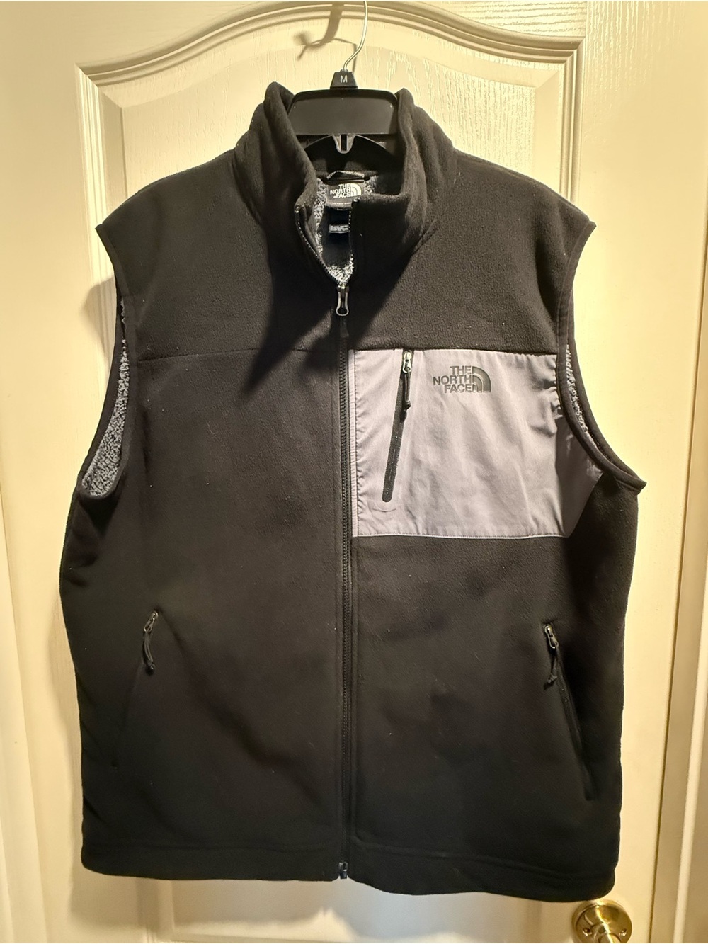The North Face Black Fleece Vest with Gray Chest Panel